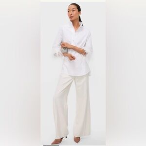 TUCKERNUCK White Feather Willow Blouse Women Size Large NEW